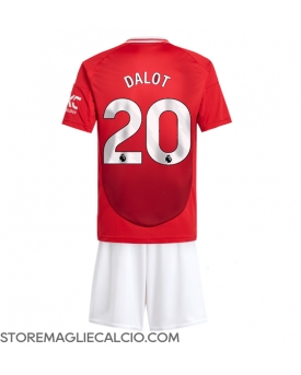 Manchester United Diogo Dalot #20 Maglia Gara Casa Repliche 2024-25 Bambino